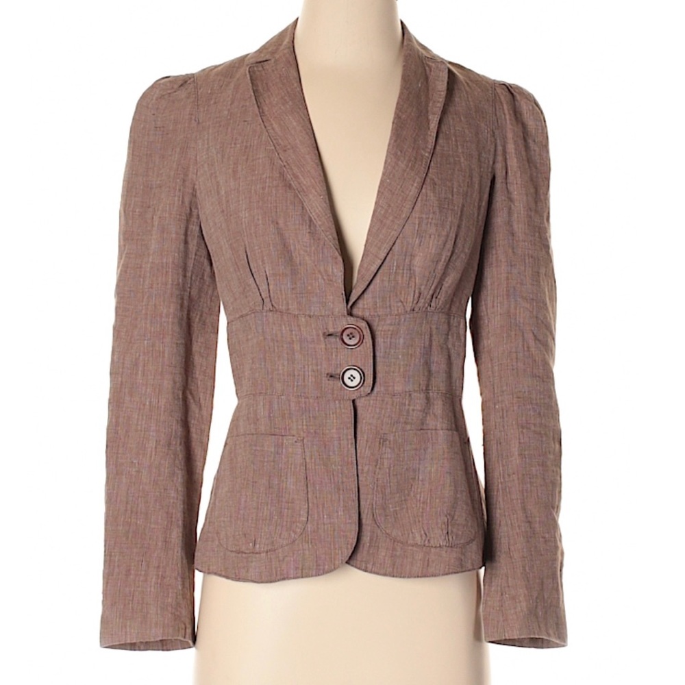 Max Studio Vintage Inspired Linen Jacket Blazer 2